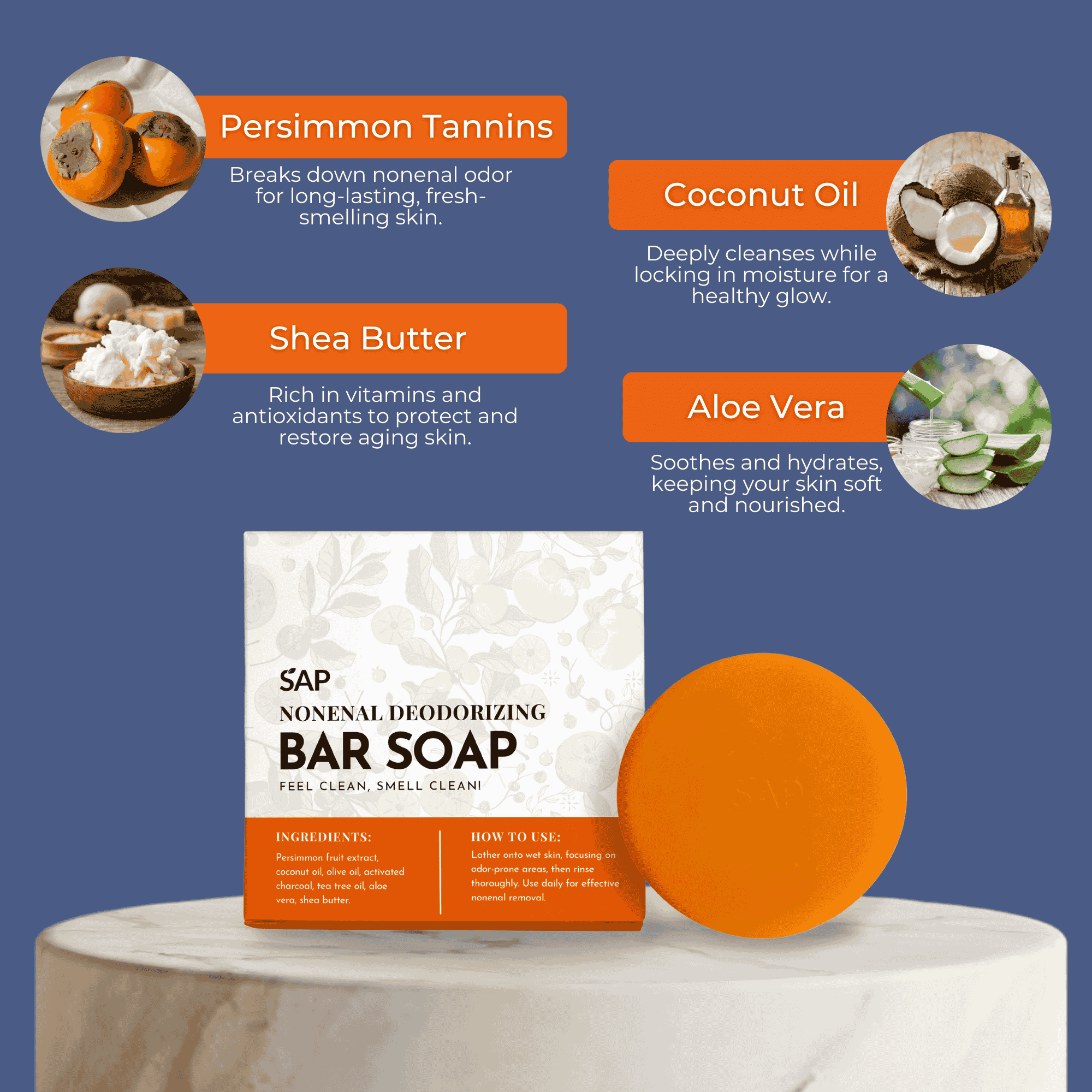 Nonenal Deodorizing Bar Soap With Persimmon