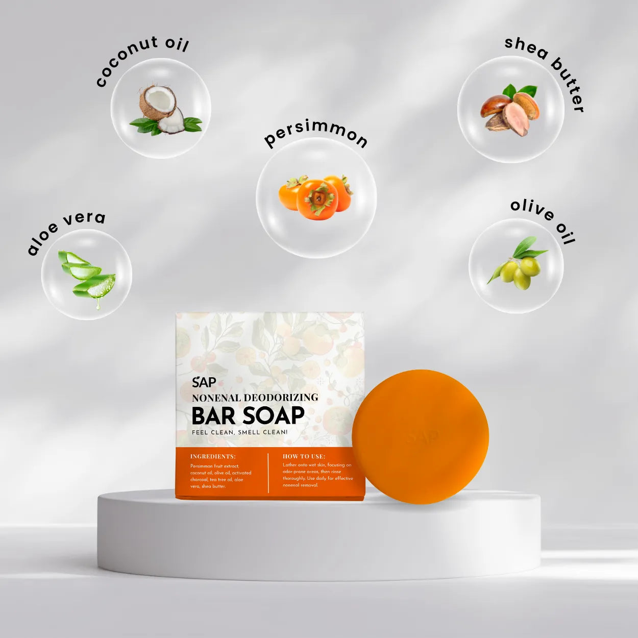 Nonenal Deodorizing Soap Bar with Persimmon